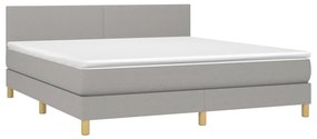 vidaXL Κρεβάτι Boxspring με Στρώμα &amp; LED Αν.Γκρι 160x200 εκ Υφασμάτινο