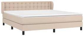 vidaXL Κρεβάτι Boxspring με Στρώμα Καπουτσίνο 180x200 εκ. Συνθ. Δέρμα