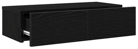 Ράφι τοίχου με συρτάρια Μαύρο 60x26,5x15 cm Ξύλινη κατασκευή - Μαύρο