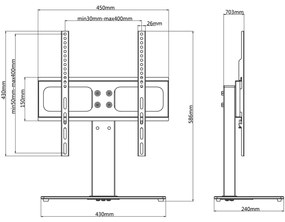 Βάση Τηλεόρασης για Οθόνη 26-42 Ιντ. Max VESA 400x400χιλ. 30 κ. - Μαύρο