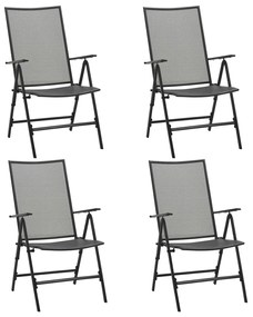 Καρέκλες Πτυσσόμενες με Πλέγμα 4 τεμ. Ανθρακί Ατσάλινες
