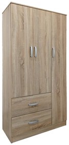 Ντουλάπα τρίφυλλη με 2 συρτάρια Lego pakoworld σε sonoma απόχρωση 90x42x180εκ