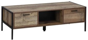 PALLET-W Τραπεζάκι Σαλονιού 2 Συρτάρια - Μέταλλο Βαφή Μαύρο, Antique Oak