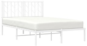 Πλαίσιο Κρεβατιού με Κεφαλάρι Λευκό 120x190 εκ. Μεταλλικό
