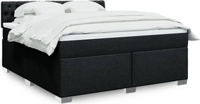 vidaXL Κρεβάτι Boxspring με Στρώμα Μαύρο 180x200 εκ. Υφασμάτινο