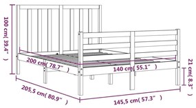 Πλαίσιο Κρεβατιού με Κεφαλάρι Λευκό 140x200 εκ. Μασίφ Ξύλο - Λευκό