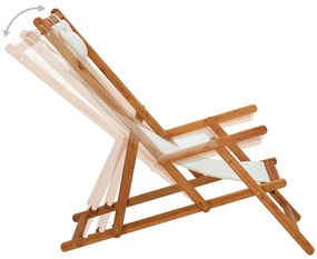 vidaXL Σεζλόνγκ Πτυσσόμενη Κρεμ από Μασίφ Ξύλο Ευκαλύπτου και Ύφασμα