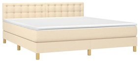 Κρεβάτι Boxspring με Στρώμα Κρεμ 180x200 εκ. Υφασμάτινο - Κρεμ