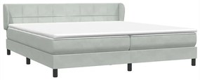 Box Spring κρεβάτι με στρώματα ανοιχτό γκρι 200x210cm Βελούδινο - Γκρι