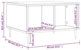 Τραπεζάκι Σαλονιού Καφέ Δρυς 60x50x36,5 εκ. Επεξεργασμένο Ξύλο - Καφέ