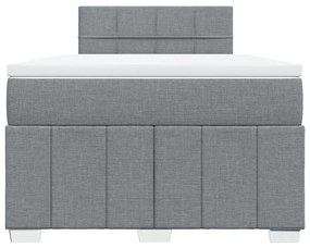 Κρεβάτι Boxspring με Στρώμα Ανοιχτό Γκρι 120x200 εκ. Υφασμάτινο - Γκρι