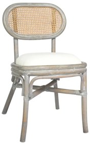 Καρέκλες Τραπεζαρίας 4 τεμ. Γκρι από Λινό Ύφασμα - Γκρι
