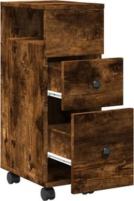 vidaXL Ντουλάπι Μπάνιου Στενό με Ροδάκια Καπνιστή δρυς Επεξ. Ξύλο