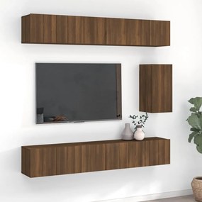 vidaXL Σετ Επίπλων Τηλεόρασης 7 Τεμαχίων Καφέ δρυς Επεξ. Ξύλο