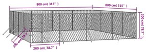 vidaXL Κλουβί Σκύλου Εξωτερ. Χώρου Ασημί 8x8x2 μ. από Γαλβαν. Ατσάλι