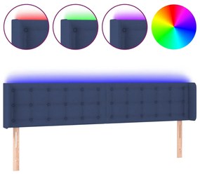 vidaXL Κεφαλάρι Κρεβατιού LED Μπλε 163x16x78/88 εκ. Υφασμάτινο