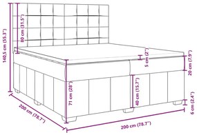 Κρεβάτι Boxspring με Στρώμα Ανοιχτό Γκρι 200x200 εκ. Υφασμάτινο - Γκρι