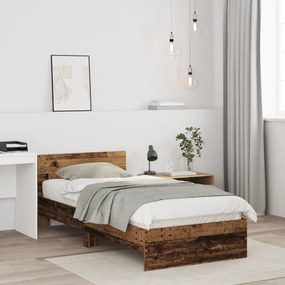 vidaXL Kρεβάτι  χωρίς Στρώμα με Κεφαλάρι Παλιού Ξύλου 90x190 εκ.
