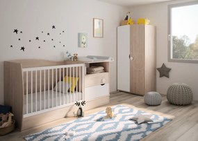 Insi Oscar πολυμορφικό βρεφικό κρεβάτι 60x120εκ. με αλλαξιέρα Blond Oak / White μετατρεπόμενο σε μονό κρεβάτι &amp; συρταριέρα  0102.GM02