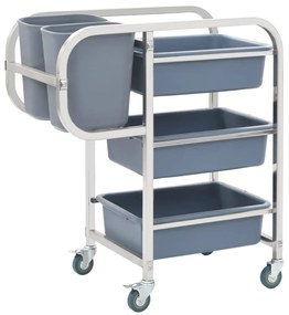 vidaXL Καρότσι Κουζίνας 82 x 43,5 x 93 εκ. με Πλαστικά Δοχεία