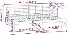 Καναπές Κρεβάτι Συρόμενος Λευκός 2x(90x190) εκ. από Μασίφ Πεύκο - Λευκό