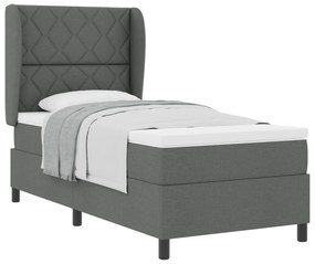 vidaXL Κρεβάτι Box Spring με Στρώμα σε Σκούρο Γκρι - 100x200 εκ. Ύφασμα
