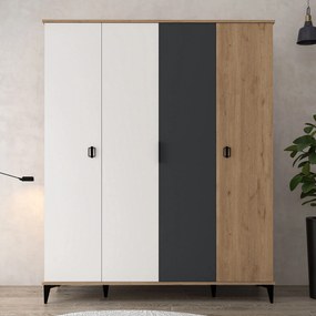 Ντουλάπα Δρυς / Λευκό / Ανθρακί GROCLOR 164x52x12