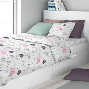 Σεντόνια Μονά (Σετ 3τμχ) Dimcol Rainbow 575 White - Pink