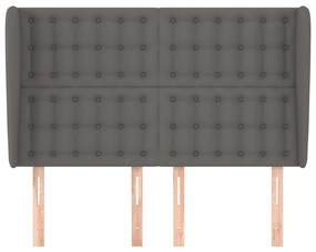 Κεφαλάρι με Πτερύγια Γκρι 147x23x118/128 εκ. Συνθετικό Δέρμα - Γκρι