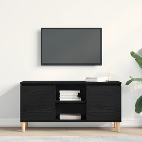 vidaXL Τηλεοπτική Βάση με Ξύλινα Πόδια Μαύρη Δρυς 102x35x50 εκ