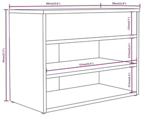 Παπουτσοθήκη Γκρι Sonoma 60x30x45 εκ. από Επεξεργασμένο Ξύλο - Γκρι