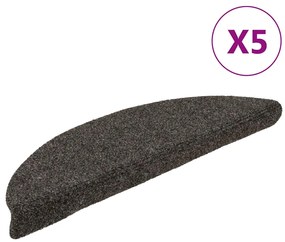 vidaXL Πατάκια Σκάλας Αυτοκόλ. 5 τεμ Ανθρακί 56x17x3 εκ Βελονιασμένο