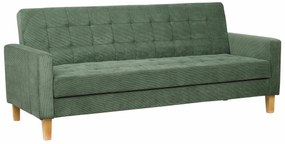 Καναπές κρεβάτι Berwyn 1591, Λειτουργία ύπνου, Πράσινο, 200x77x86cm, Πόδια: Ξύλο,Πεύκο