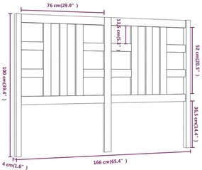 vidaXL Κεφαλάρι Κρεβατιού Μελί 166 x 4 x 100 εκ. από Μασίφ Ξύλο Πεύκου