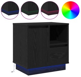 vidaXL Κομοδίνα με LED 2 τεμ Μαύρο Δρυς 50x34,5x50 εκ