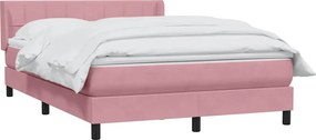 vidaXL Κρεβάτι Boxspring με Στρώμα Ροζ 160x210 εκ. Βελούδινο