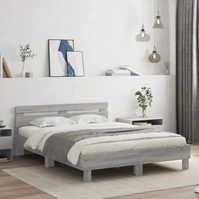 vidaXL Πλαίσιο Κρεβατιού με Κεφαλάρι Γκρι Sonoma 140x200εκ. Επεξ. Ξύλο