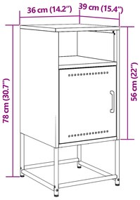 Κομοδίνο Λευκό 36 x 39 x 78 εκ. από Χάλυβα - Λευκό