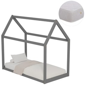 ΚΡΕΒΑΤΙ ΠΑΙΔΙΚΟ ΜΕ ΣΤΡΩΜΑ PEPE HM21303.02 ΞΥΛΟ ΠΕΥΚΟΥ ΣΕ ΓΚΡΙ--ΣΤΡΩΜΑ 70x140εκ