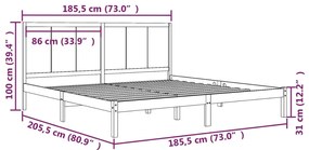 vidaXL Σκελετός Κρεβατιού Χωρίς Στρώμα 180x200 εκ Μασίφ Ξύλο Πεύκου