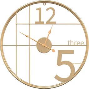 vidaXL Ρολόι Τοίχου Χρυσό Ø50 εκ. Σιδερένιο