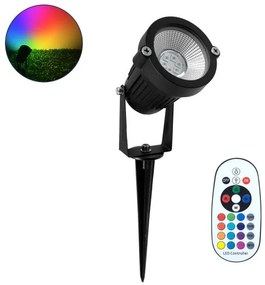 Προβολάκι Κήπου Καρφί 10W IP67 RGB Dimmable Μαύρο 75588 Globostar-75588-Μαύρο 75588