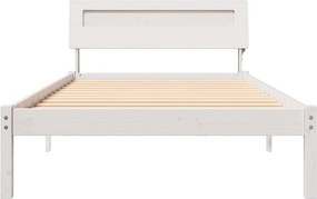 vidaXL Σκελετός Κρεβατιού Λευκό 75 x 190 cm Στερεά ξυλεία πεύκου