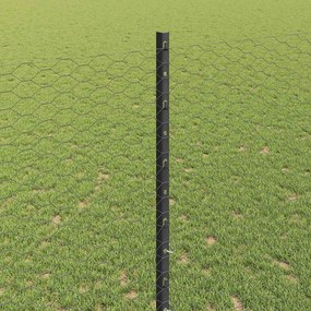 vidaXL Εξωτερική εξάγωνη περίφραξη με στήλη 100 x 1,4 μ Γκρι Δίχτυ