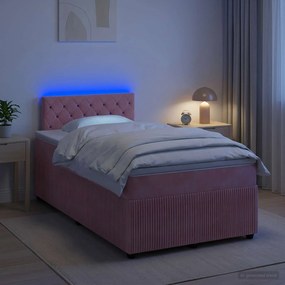 vidaXL Κρεβάτι box spring με στρώμα Ροζ 120 x 200 cm Βελούδο