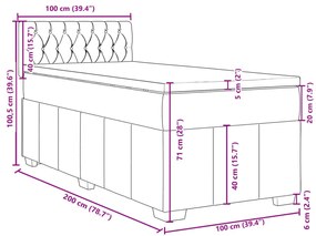 Κρεβάτι Boxspring με Στρώμα Taupe 100 x 200 εκ. Υφασμάτινο - Μπεζ-Γκρι