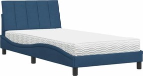 vidaXL Κρεβάτι με Στρώμα Hanko Μπλε 100 x 200 εκ. Υφασμάτινο