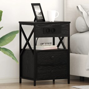 vidaXL Κομοδίνο Μαύρη δρυς 40 x 31 x 60 εκ. Επεξεργασμένο ξύλο
