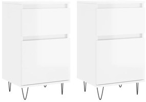 vidaXL Ντουλάπια 2 τεμ. Γυαλιστ. Λευκό 40x35x70 εκ. από Επεξεργ. Ξύλο