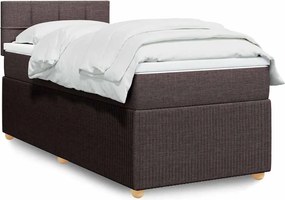 vidaXL Κρεβάτι Boxspring με Στρώμα Σκούρο Καφέ 80x200 εκ. Υφασμάτινο